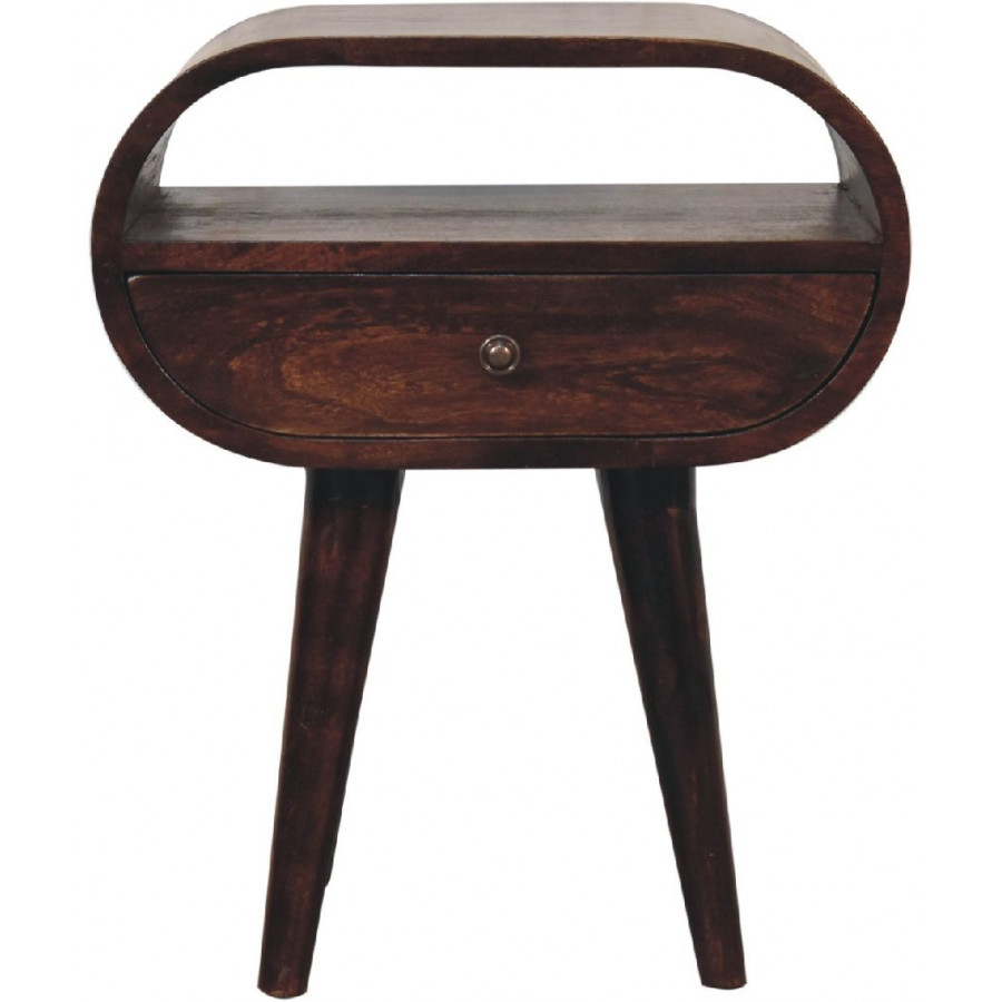 Artisan - Light Walnut Circular Nightstand With Open Slot