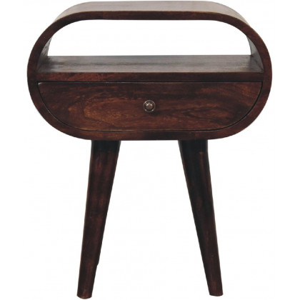Artisan - Light Walnut Circular Nightstand With Open Slot