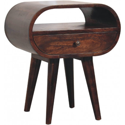 Artisan - Light Walnut Circular Nightstand With Open Slot