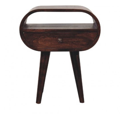Artisan - Light Walnut Circular Nightstand With Open Slot