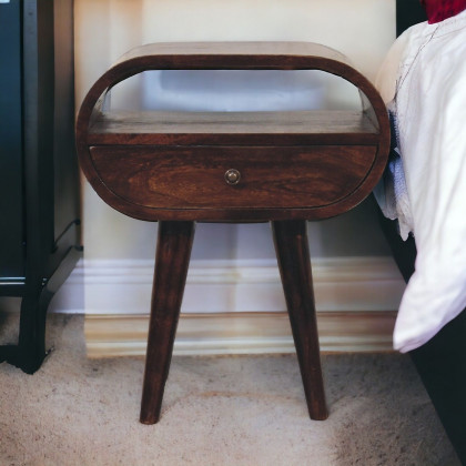 Artisan - Light Walnut Circular Nightstand With Open Slot
