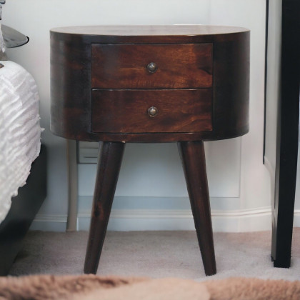 Artisan - Light Walnut Rounded Nightstand Table