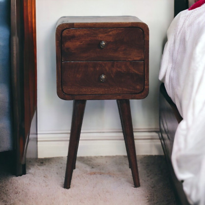 Artisan - Mini Light Walnut Curved Nightstand