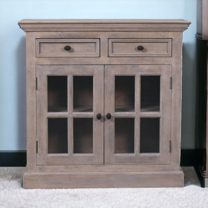 Artisan - Stone Finish Cabinet With Glazed Doors