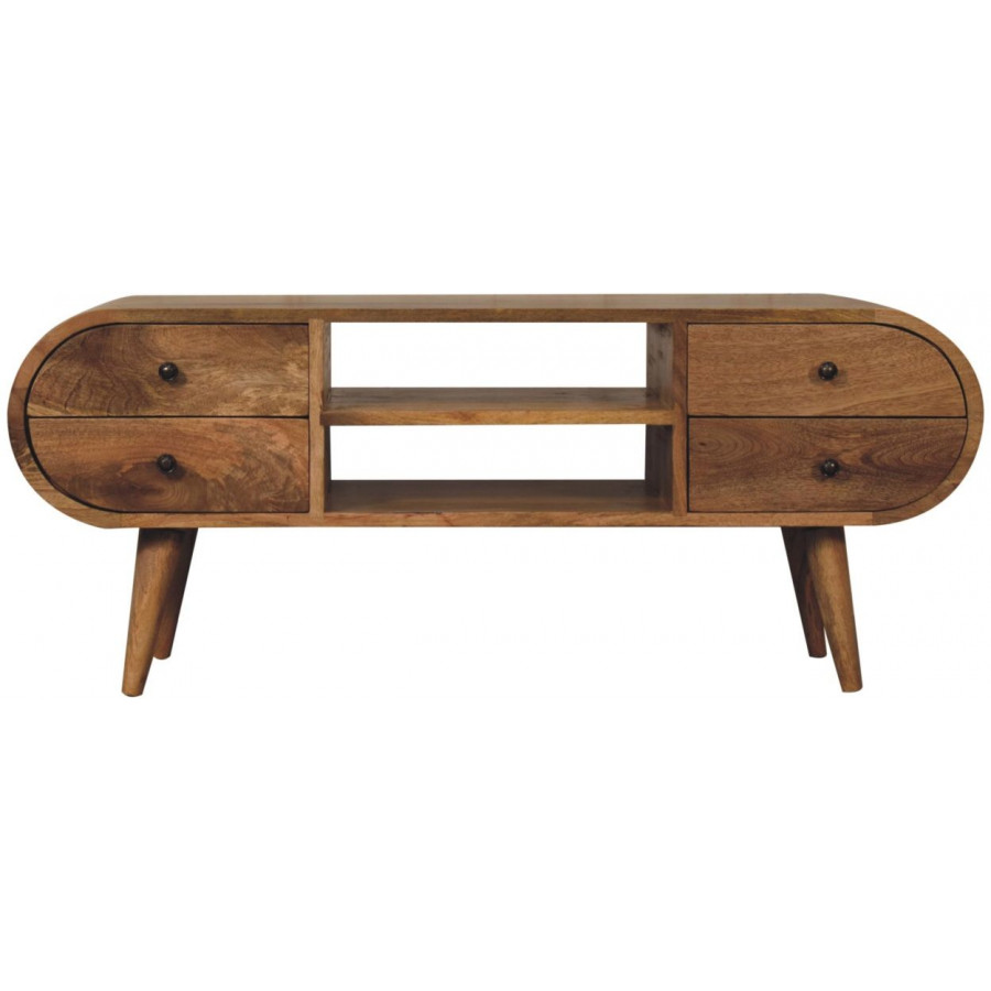 Artisan - Oak-Ish Circular Media Unit With 2 Open Slots