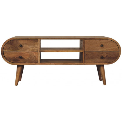 Artisan - Oak-Ish Circular Media Unit With 2 Open Slots