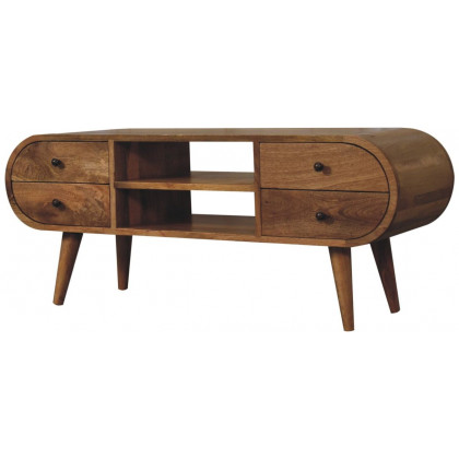 Artisan - Oak-Ish Circular Media Unit With 2 Open Slots