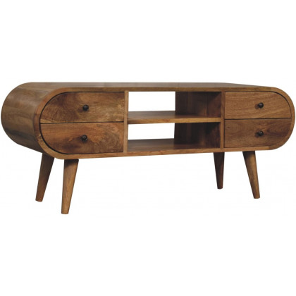 Artisan - Oak-Ish Circular Media Unit With 2 Open Slots