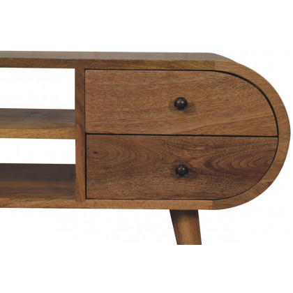 Artisan - Oak-Ish Circular Media Unit With 2 Open Slots