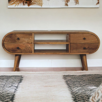 Artisan - Oak-Ish Circular Media Unit With 2 Open Slots