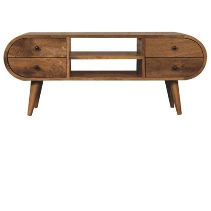 Artisan - Oak-Ish Circular Media Unit With 2 Open Slots