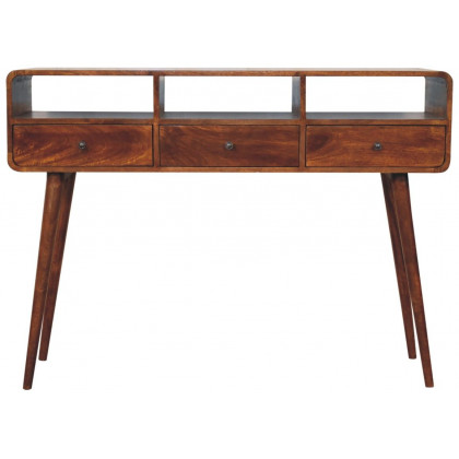 Artisan - Triple Curved Chestnut Console Table