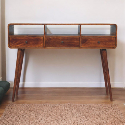 Artisan - Triple Curved Chestnut Console Table