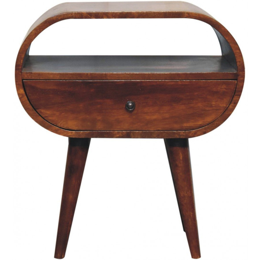 Artisan - Large Chestnut Circular Open Bedside