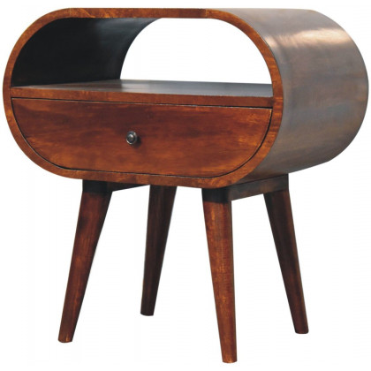 Artisan - Large Chestnut Circular Open Bedside