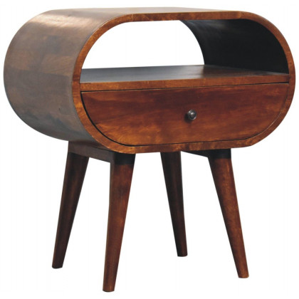 Artisan - Large Chestnut Circular Open Bedside