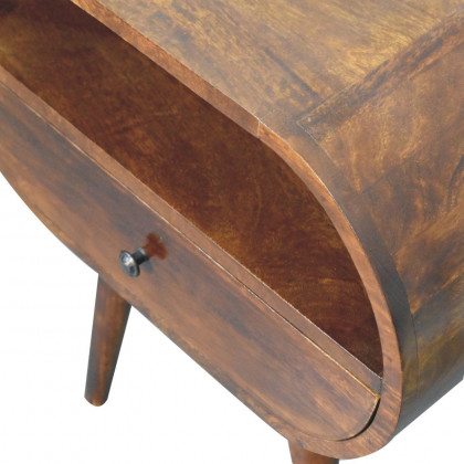 Artisan - Large Chestnut Circular Open Bedside