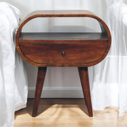 Artisan - Large Chestnut Circular Open Bedside