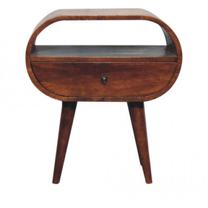 Artisan - Large Chestnut Circular Open Bedside