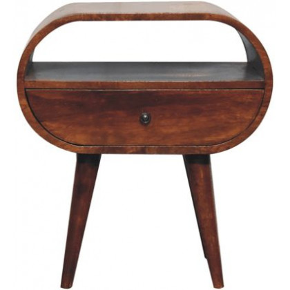 Artisan - Large Chestnut Circular Open Bedside