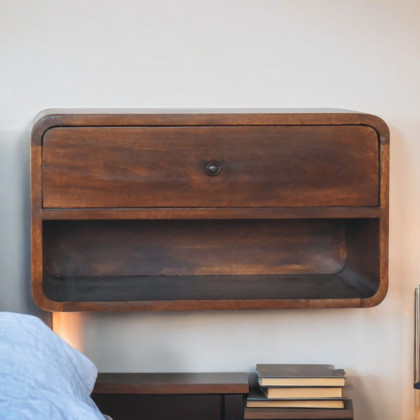 Artisan - Large Chestnut Curve Floating Bedside