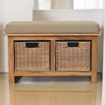 Artisan - Rattan Basket Linen Bench