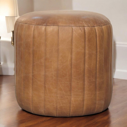 Artisan - Buffalo Leather Boucle Footstool
