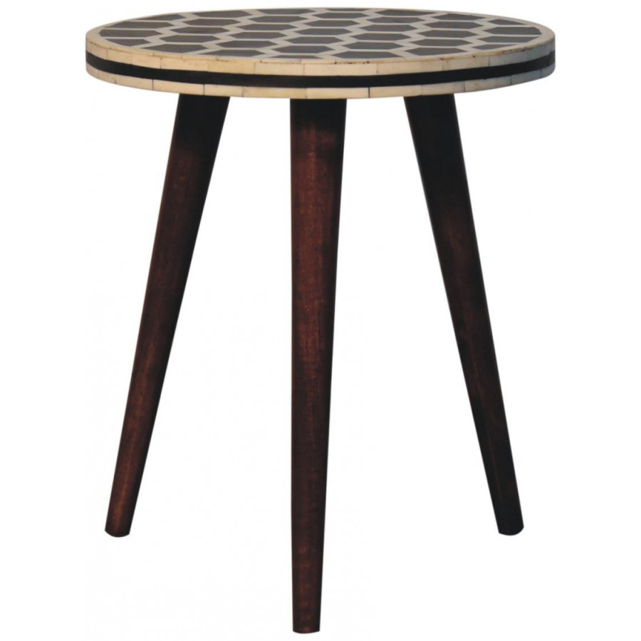 Artisan - Bone Inlay Tripod Stool With Honey Caramel Finish