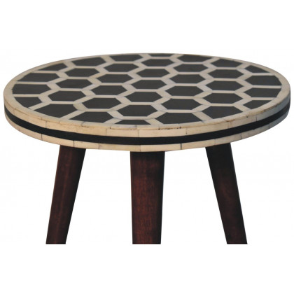 Artisan - Bone Inlay Tripod Stool With Honey Caramel Finish
