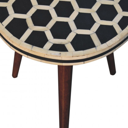 Artisan - Bone Inlay Tripod Stool With Honey Caramel Finish