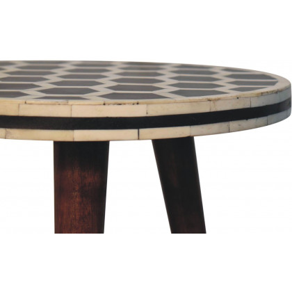 Artisan - Bone Inlay Tripod Stool With Honey Caramel Finish