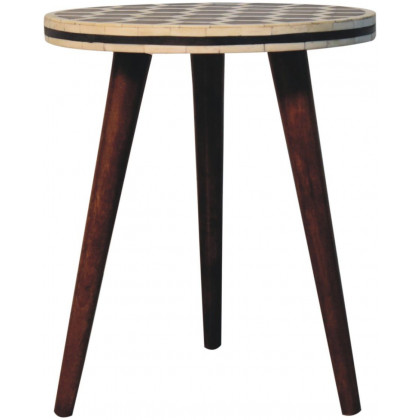Artisan - Bone Inlay Tripod Stool With Honey Caramel Finish
