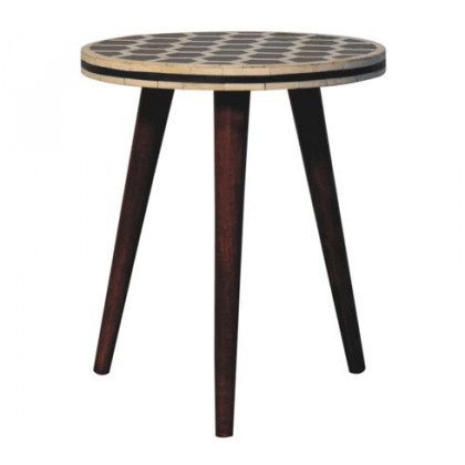 Artisan - Bone Inlay Tripod Stool With Honey Caramel Finish