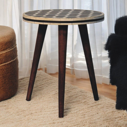 Artisan - Bone Inlay Tripod Stool With Honey Caramel Finish