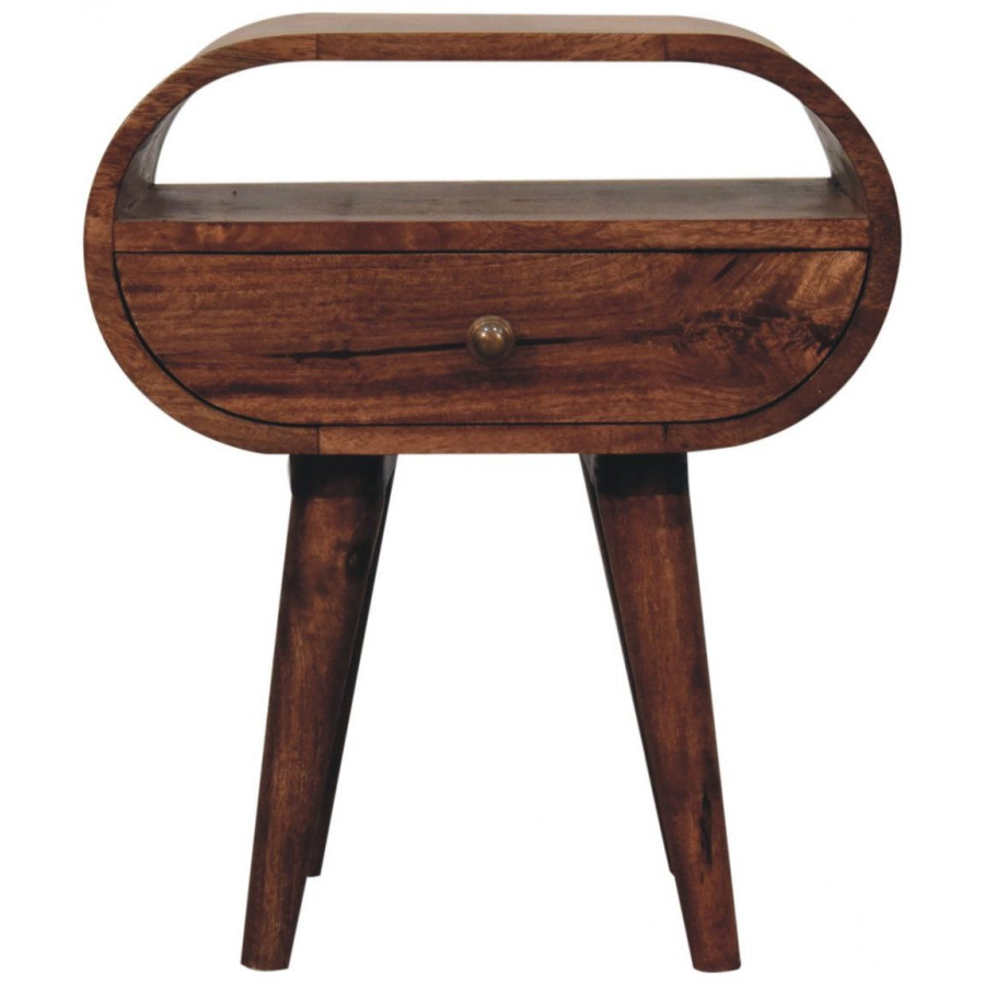 Artisan - Honey Caramel Circular Bedside With Open Slot