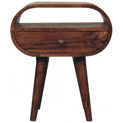 Artisan - Honey Caramel Circular Bedside With Open Slot