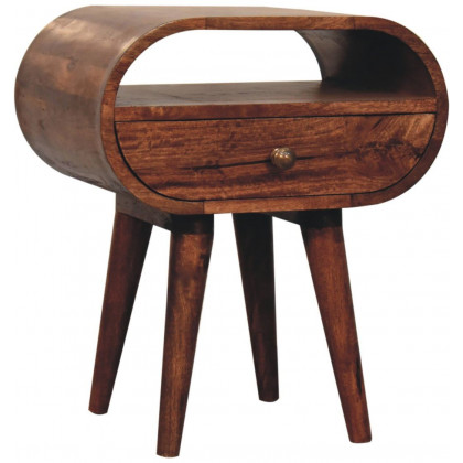 Artisan - Honey Caramel Circular Bedside With Open Slot