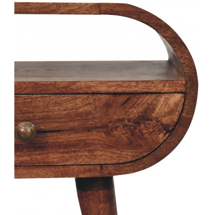 Artisan - Honey Caramel Circular Bedside With Open Slot