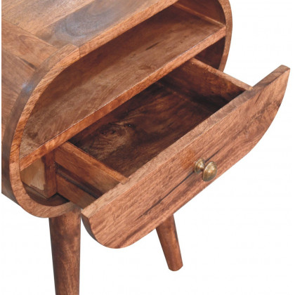 Artisan - Honey Caramel Circular Bedside With Open Slot
