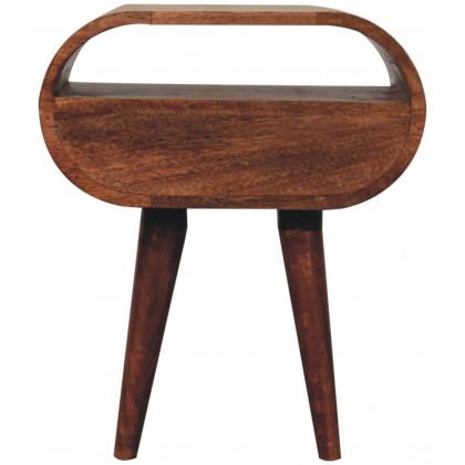 Artisan - Honey Caramel Circular Bedside With Open Slot