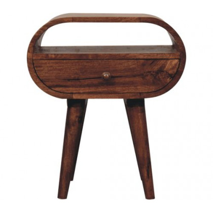 Artisan - Honey Caramel Circular Bedside With Open Slot