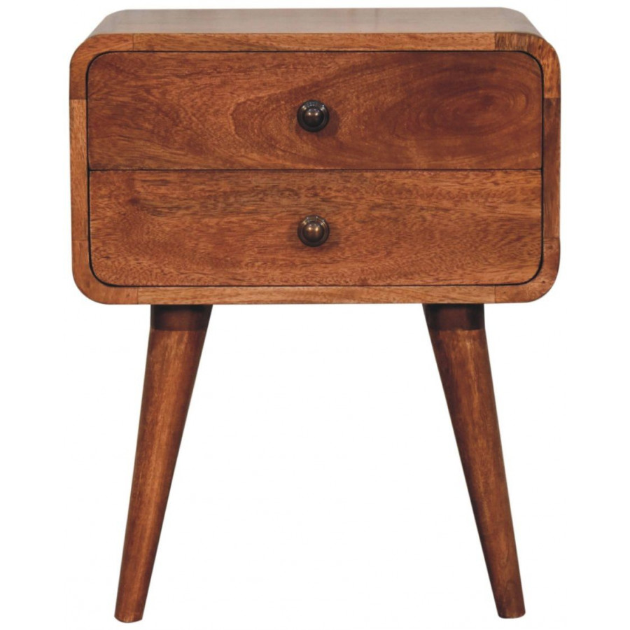 Artisan - Curved Honey Caramel Bedside