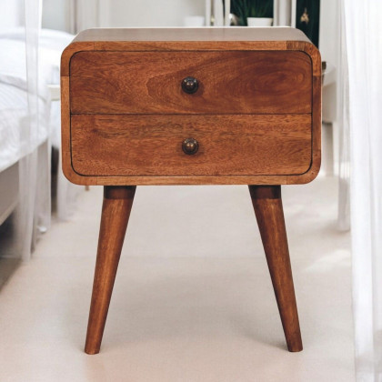 Artisan - Curved Honey Caramel Bedside