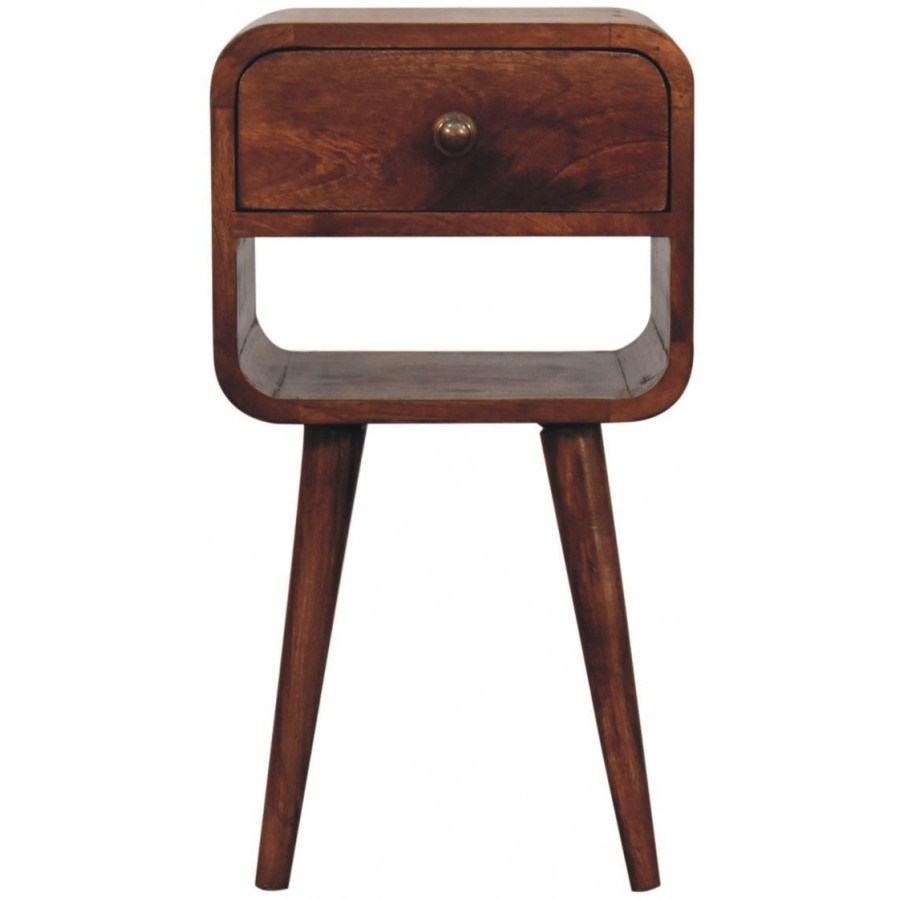 Artisan - Mini Honey Caramel Curved Bedside With Lower Slot