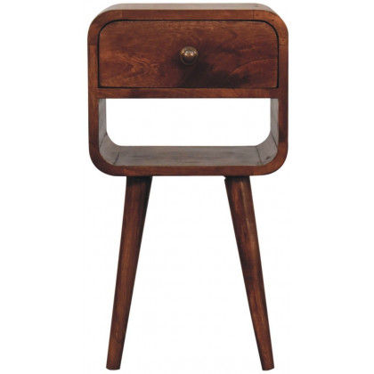 Artisan - Mini Honey Caramel Curved Bedside With Lower Slot