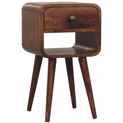 Artisan - Mini Honey Caramel Curved Bedside With Lower Slot