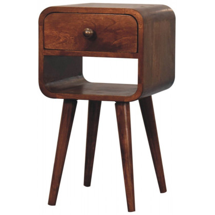 Artisan - Mini Honey Caramel Curved Bedside With Lower Slot