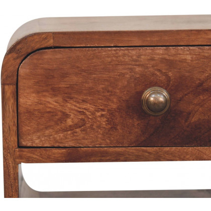 Artisan - Mini Honey Caramel Curved Bedside With Lower Slot