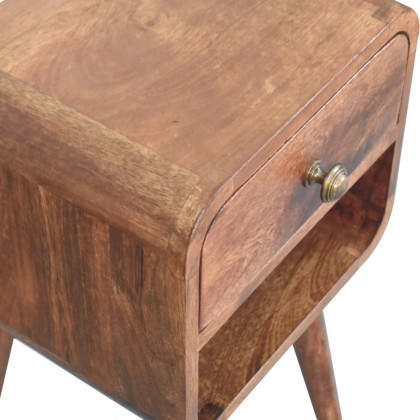 Artisan - Mini Honey Caramel Curved Bedside With Lower Slot