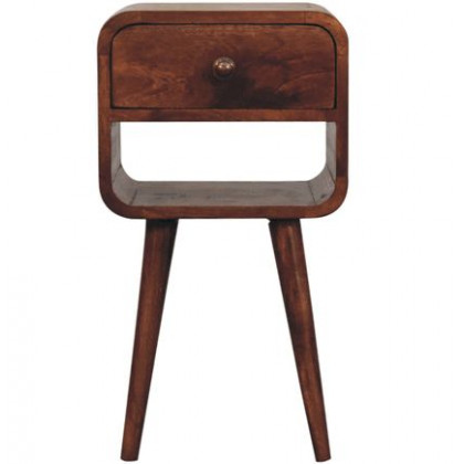 Artisan - Mini Honey Caramel Curved Bedside With Lower Slot